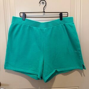 Aritzia TNA Sweat Fleece Cozy Fleece Shorts Teal Blue Size XL